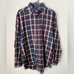 Vintage Med. Sir Pendleton Wool Long Sleeve Button Down (red/blue/green/cream)